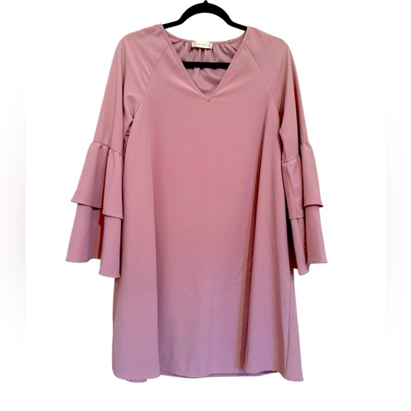 Altar'd State Dresses & Skirts - Altar’d State Rosewood Blush Pink Bell Sleeve Mini Shift Dress
